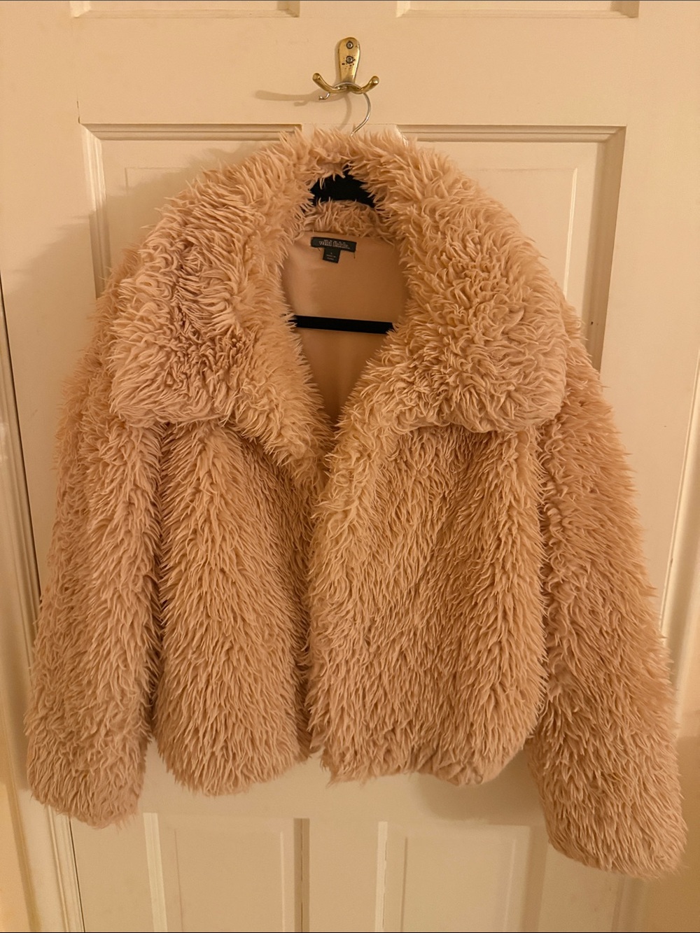 wild fable Plush Faux Fur Teddy Jacket in Beige